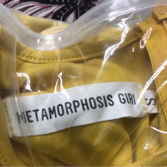 METAMORPHOSIS Girl Women’s Yellow Dress Size S Pleated Sleeve Work Career Belted - Picture 8 of 10